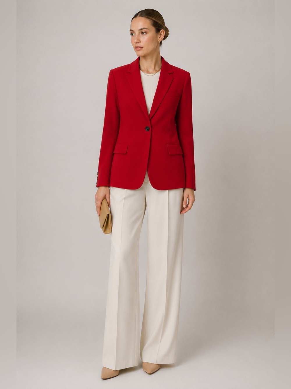 Theory Classic Single Breasted Red Blazer Size 8 Romantic Career Quiet Luxury - Picture 4 of 12